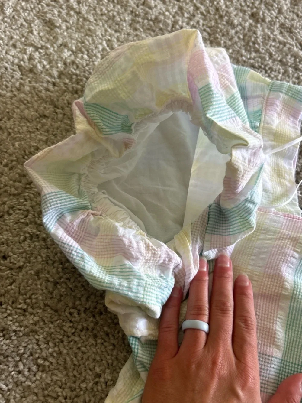 women’s Pastel Plaid Puff-Sleeve Top - Unbranded